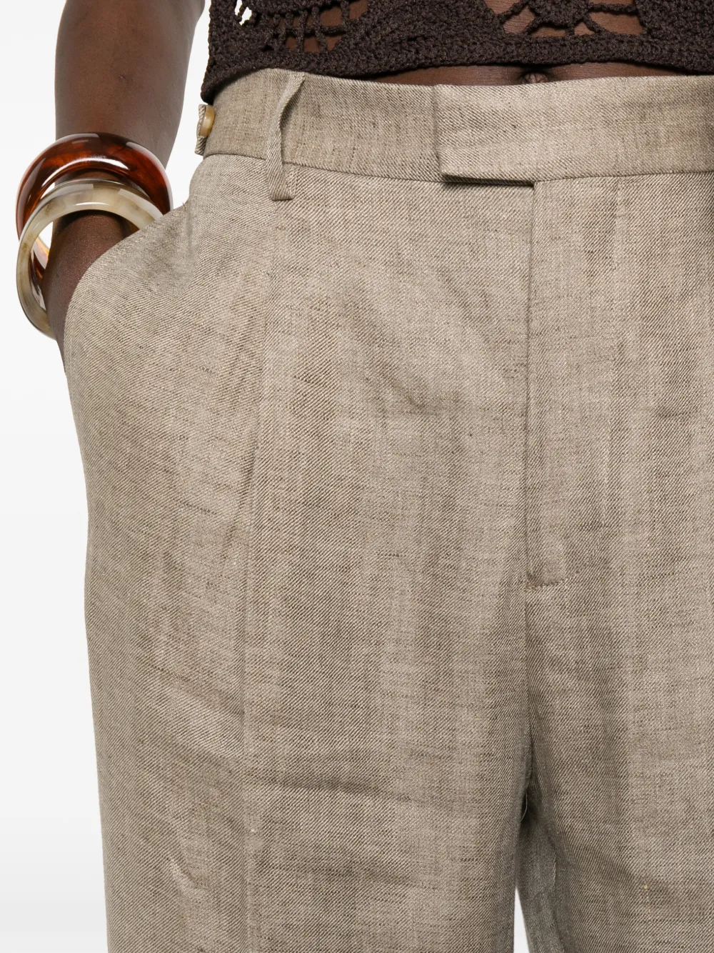 Berwich Broek met geplooide voorkant Beige