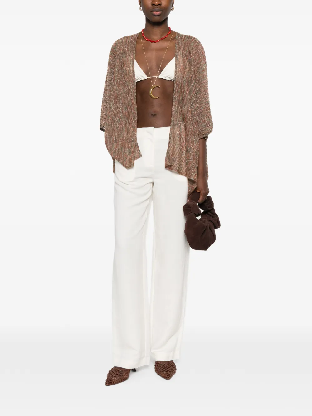 Patrizia Pepe Broek met detail Beige