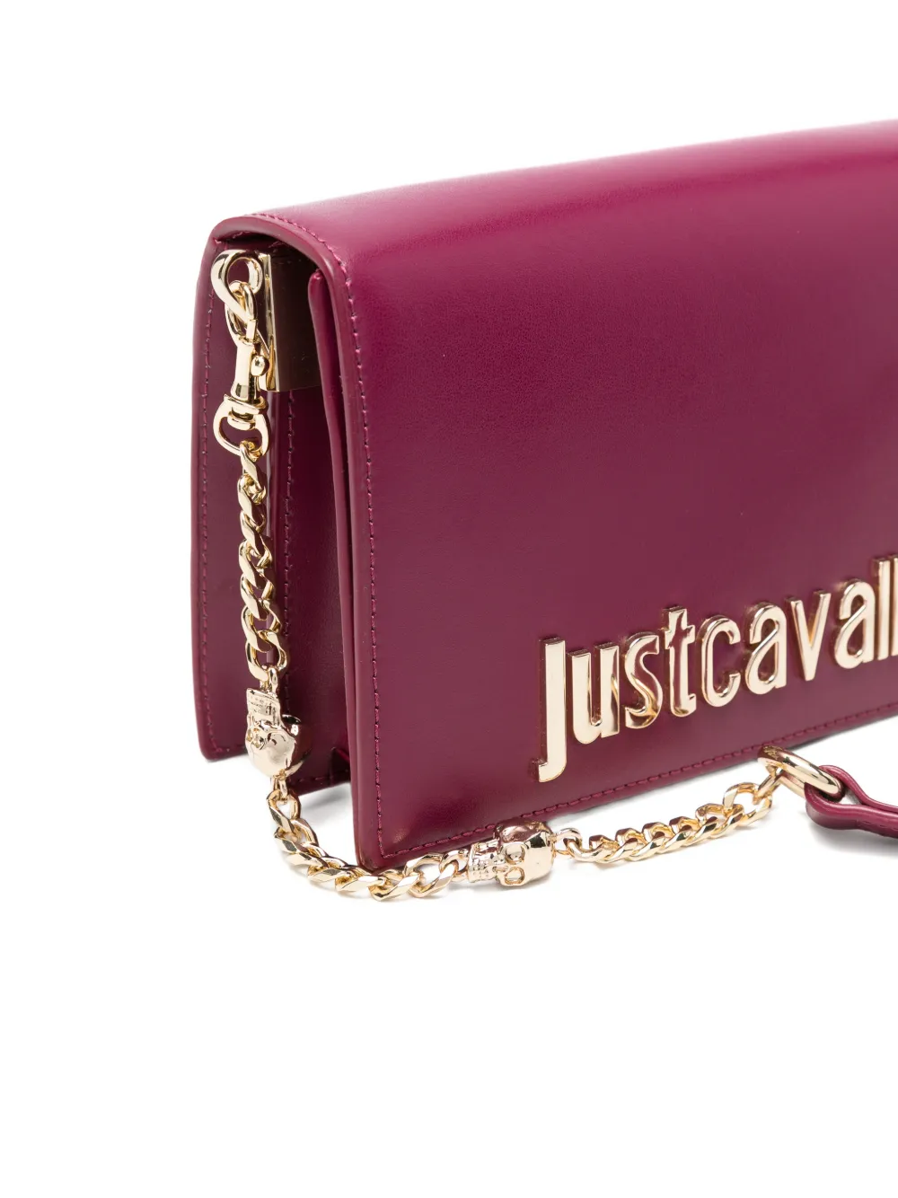 Just Cavalli Schoudertas met logoplakkaat Paars