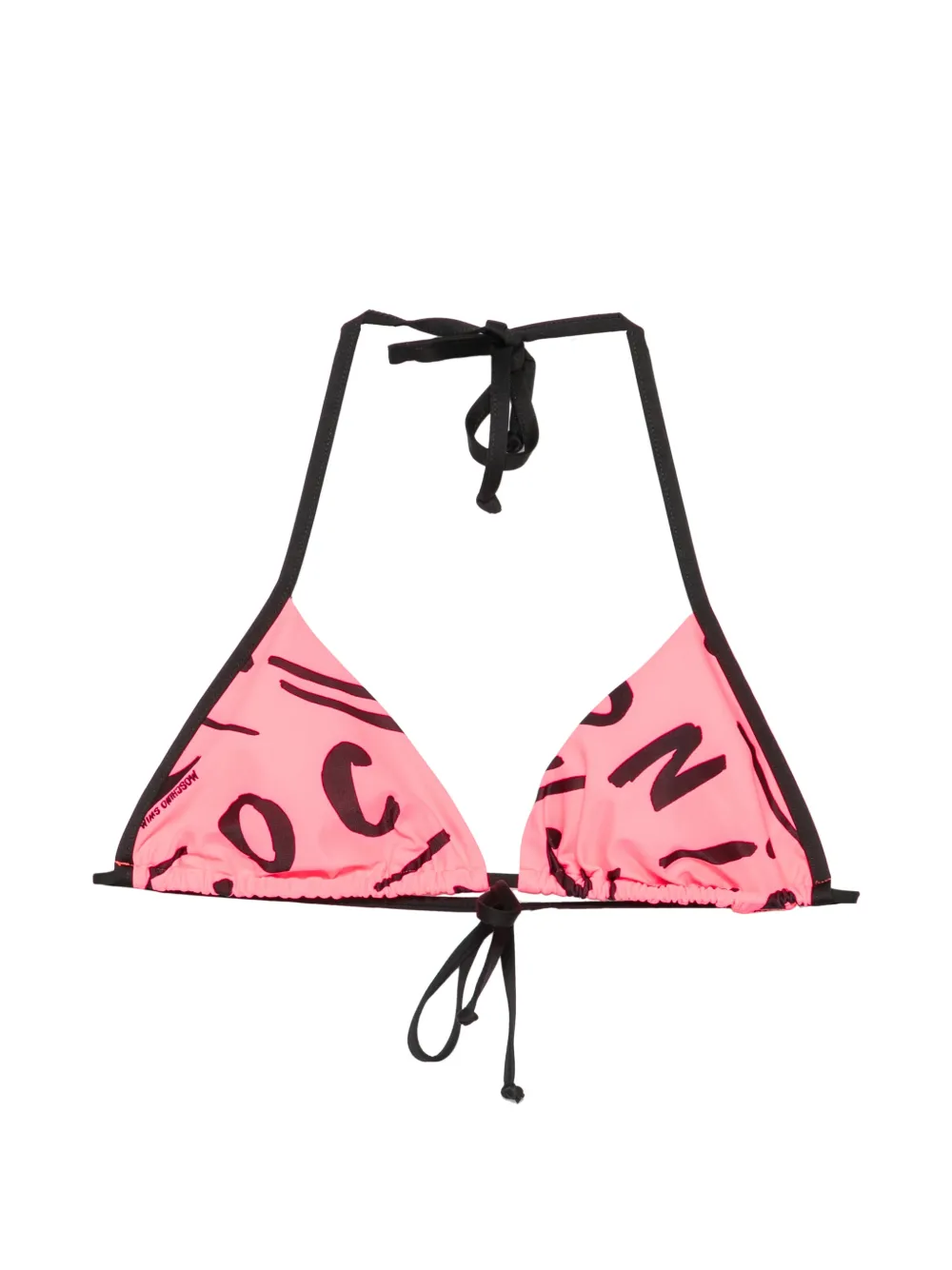 Moschino logo-print triangle bikini top - Rosa