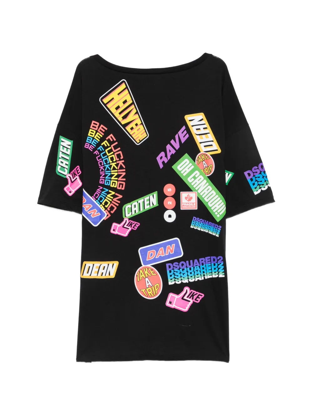 DSQUARED2 sticker-print oversized T-shirt Zwart