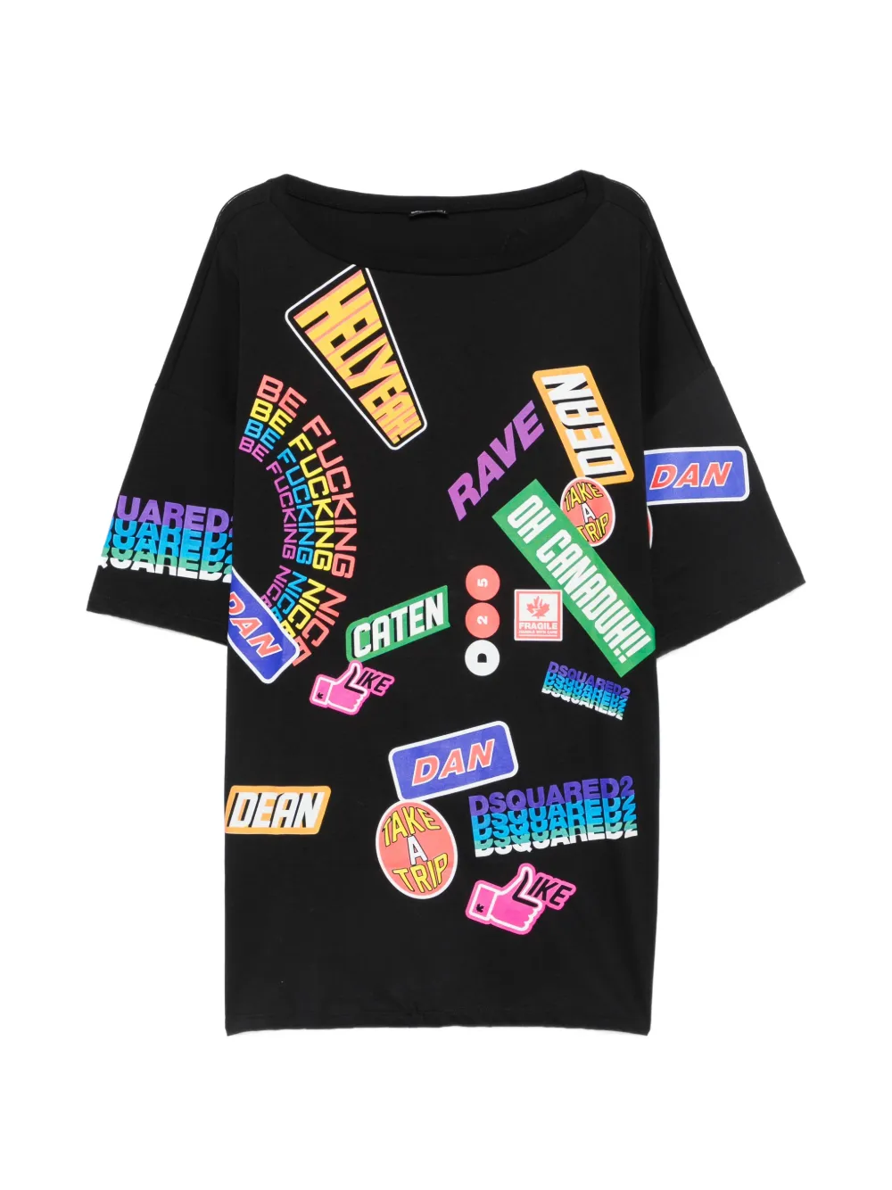 DSQUARED2 sticker-print oversized T-shirt Zwart