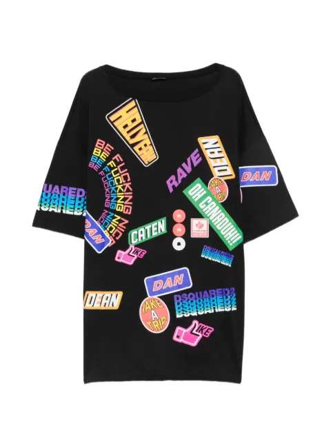 DSQUARED2 sticker-print oversized T-shirt