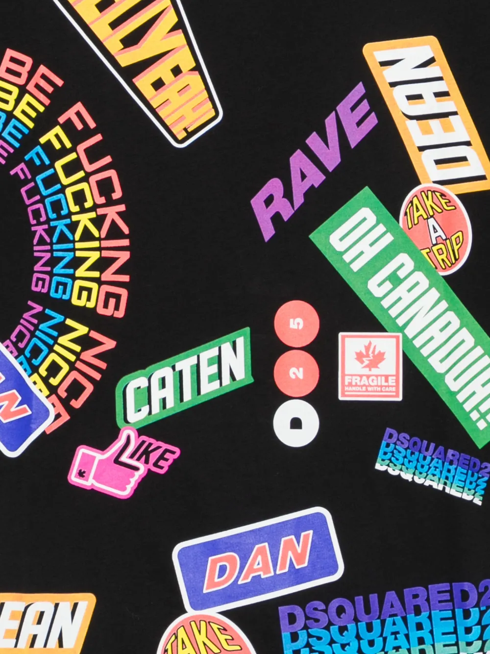 DSQUARED2 sticker-print oversized T-shirt Zwart
