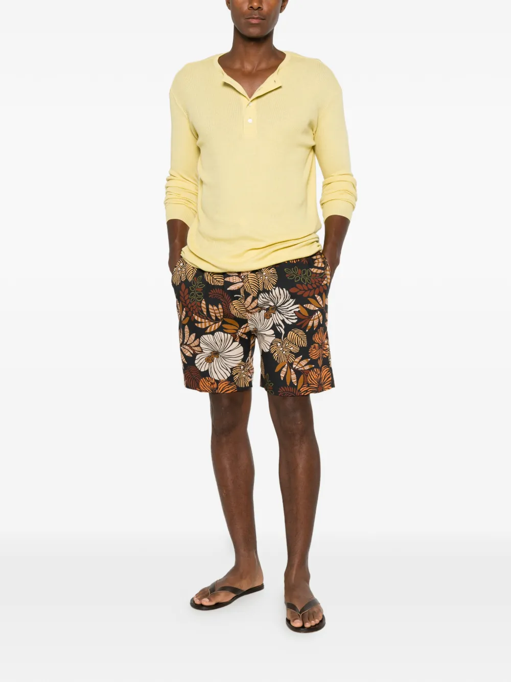 Brian Dales Shorts met bloemenprint Zwart