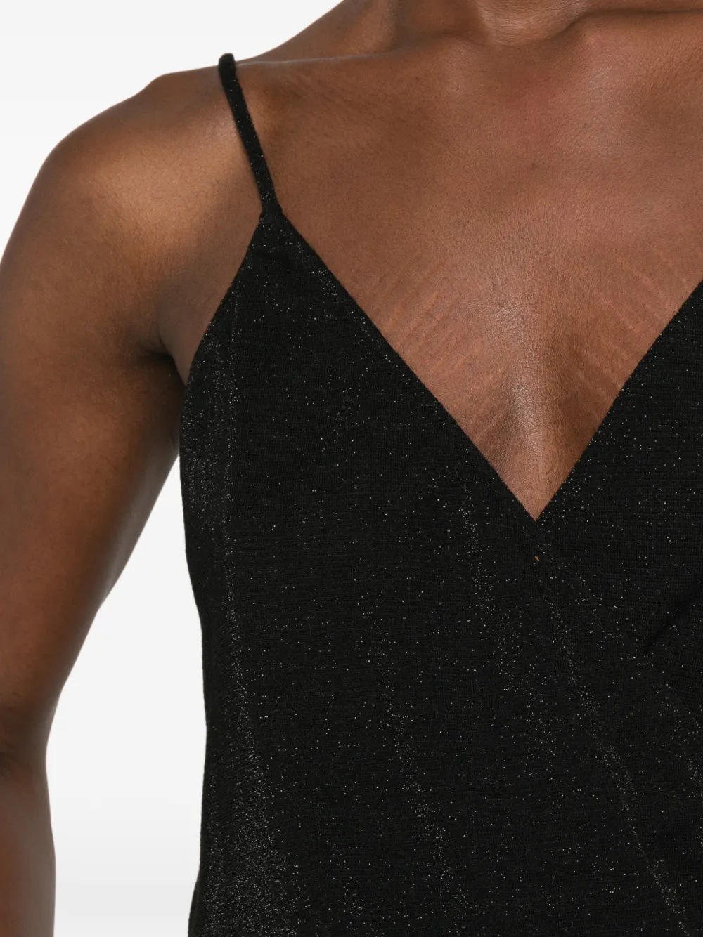 MOMONÌ Body met glitters en wikkel-design Zwart