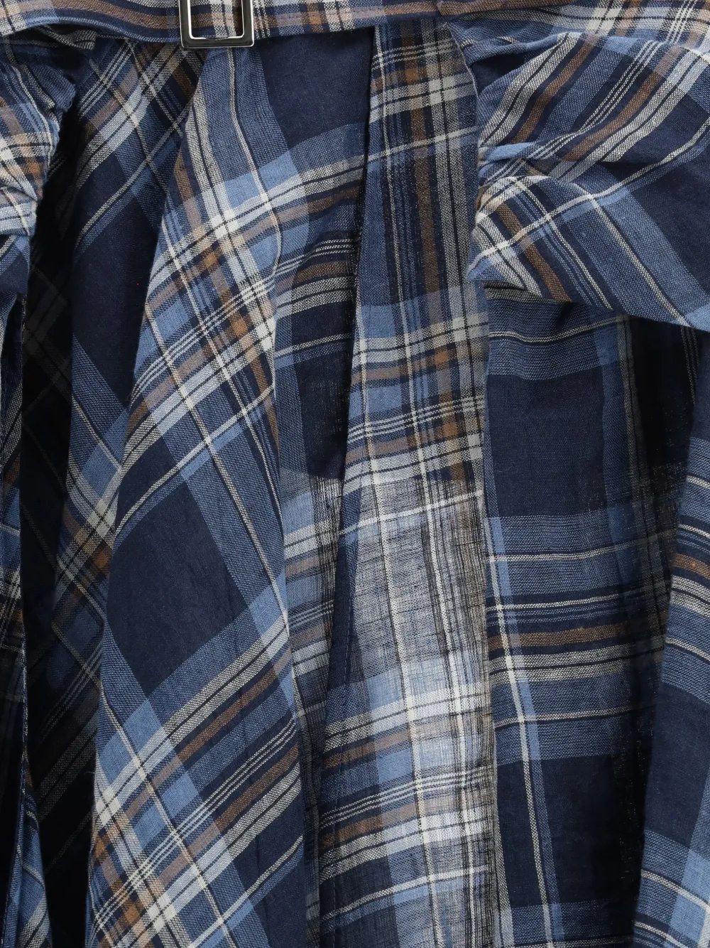  Marbell Asymmetric-hem Plaid Skirt - Blue 