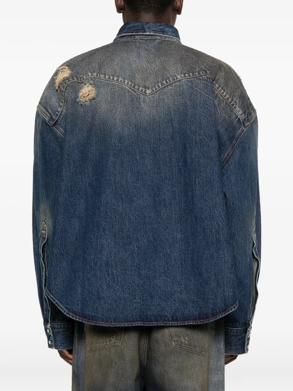 VETEMENTS Gerafeld overhemd met klepzak Blauw
