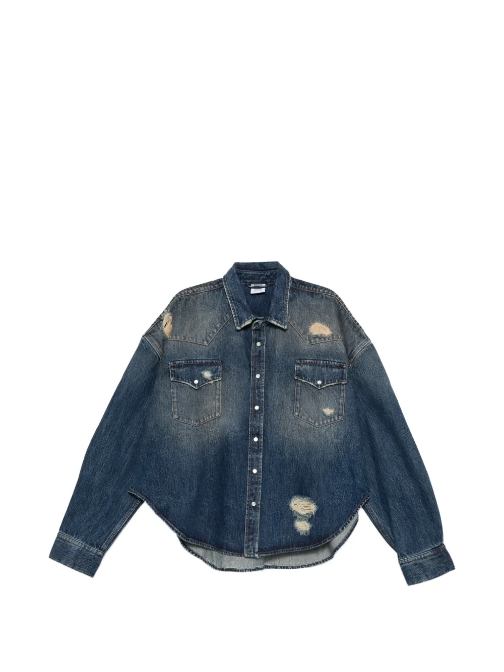 VETEMENTS distressed flap-pocket shirt - Blu