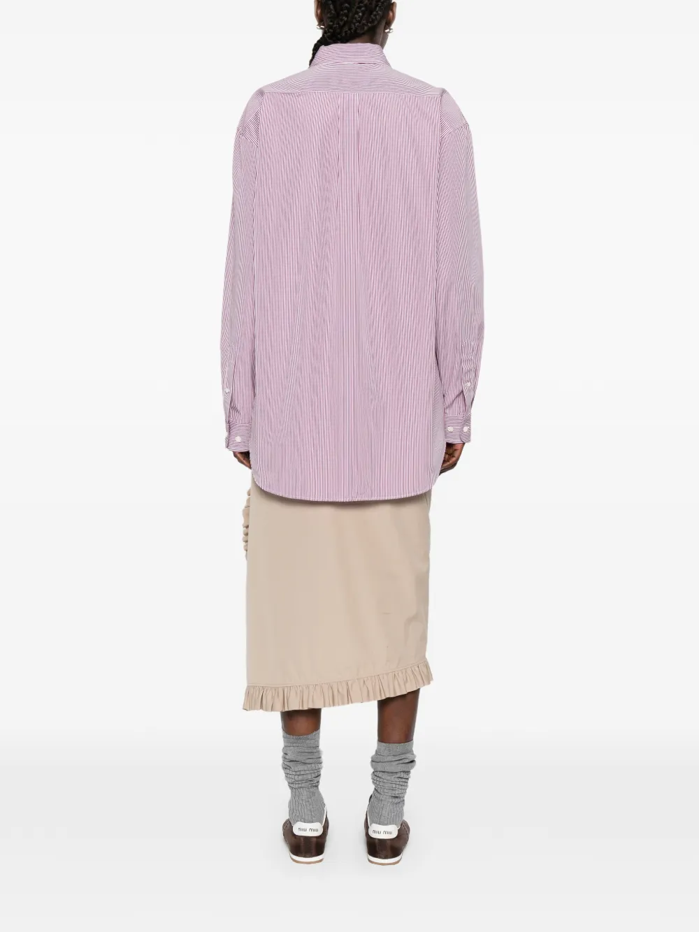 Miu Gestreept shirt Rood