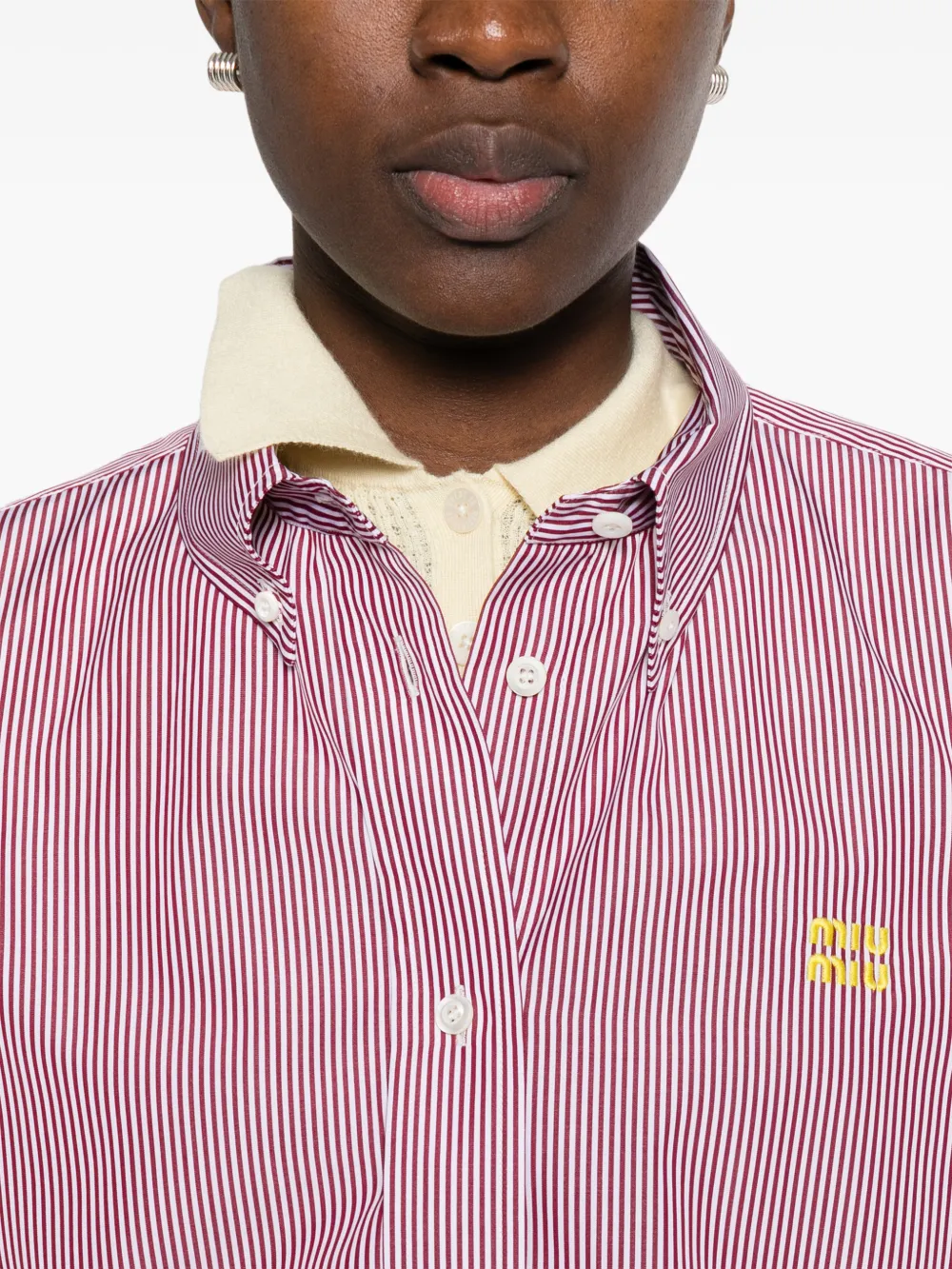 Miu Gestreept shirt Rood