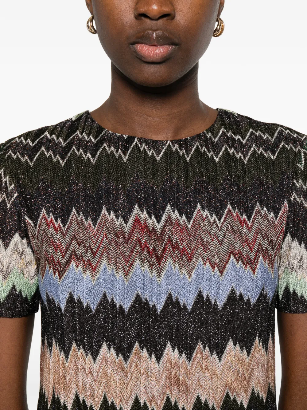 Missoni Jurk met korte mouwen en zigzag-patroon Zwart