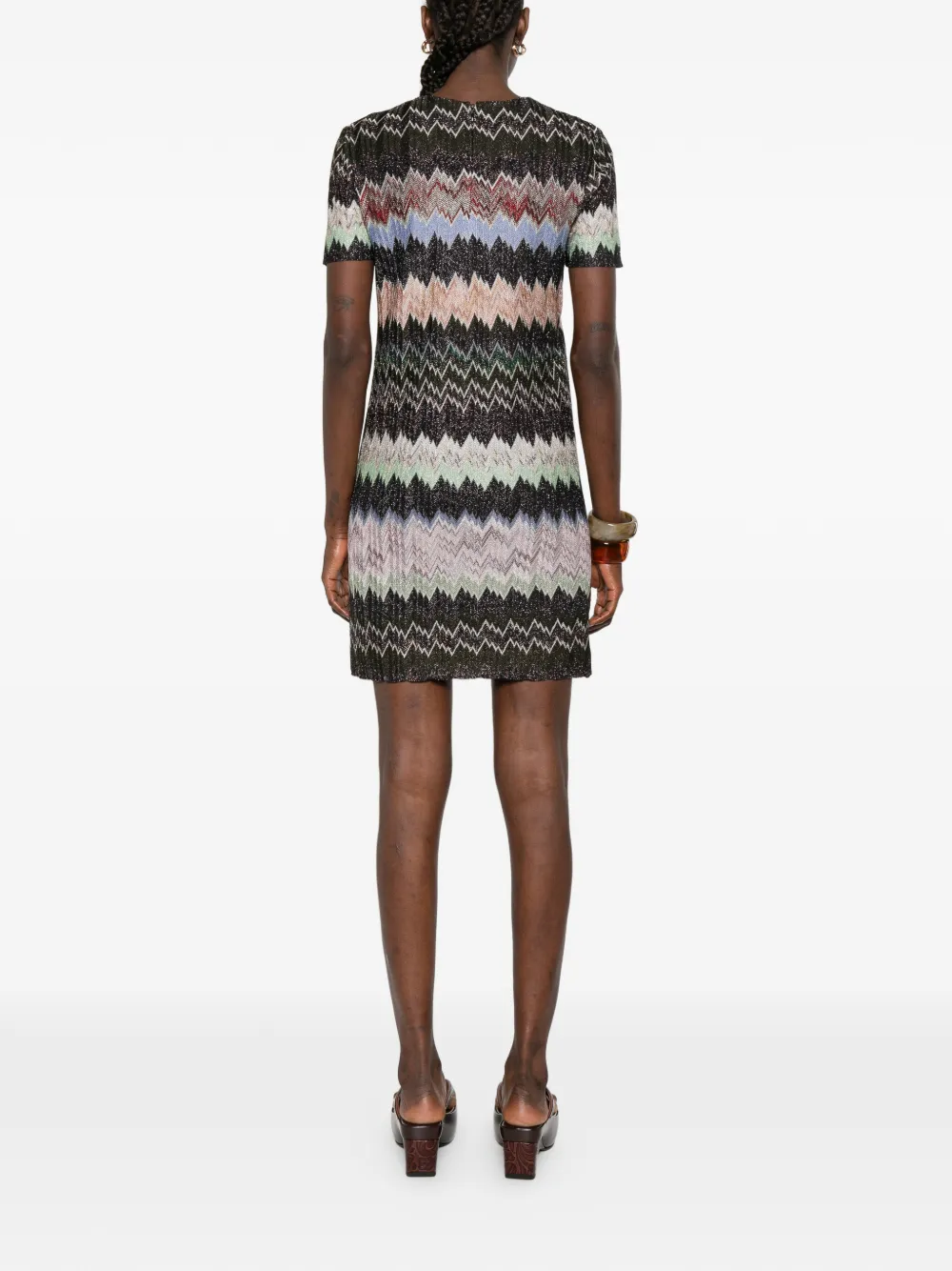 Missoni Jurk met korte mouwen en zigzag-patroon Zwart