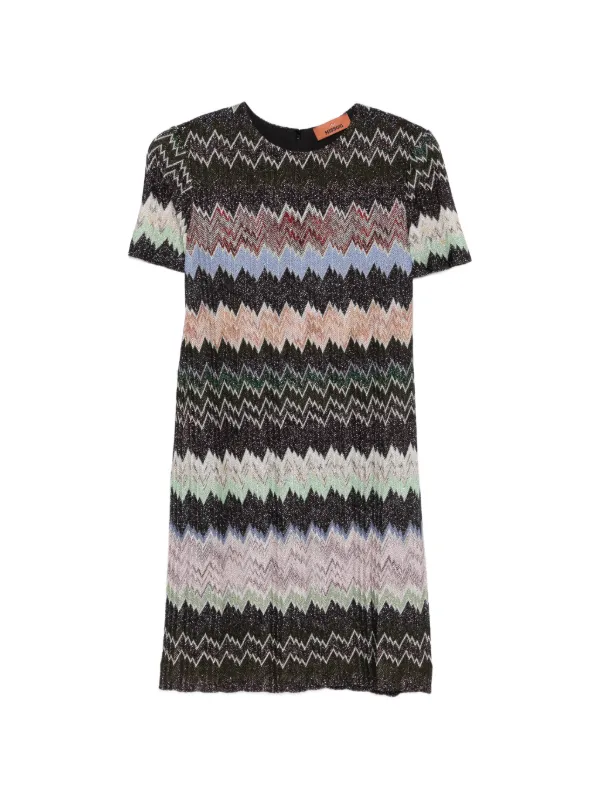 missoni short sleeve dress Missoni Chevron Knit Short-Sleeve Mini Dress