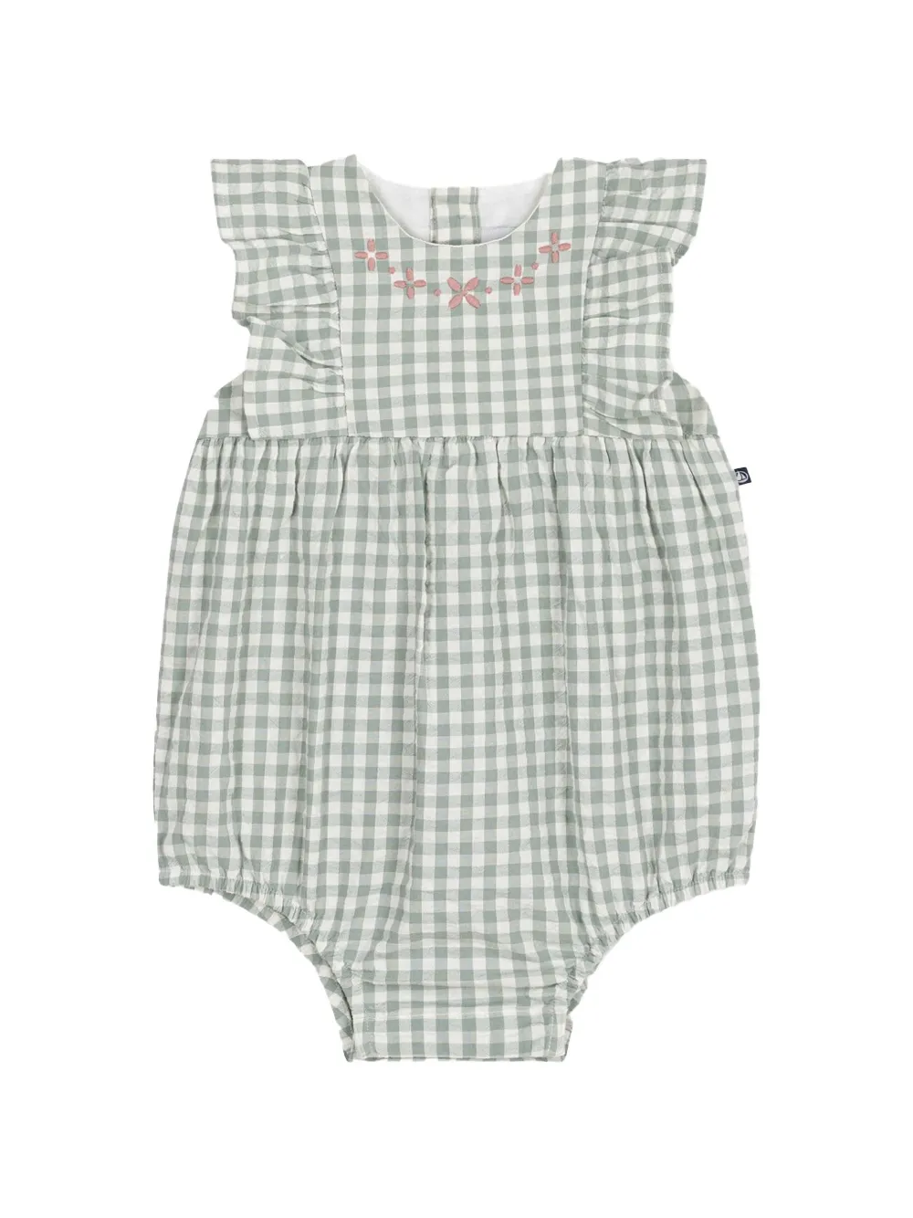 Petit Bateau ruffled gingham playsuit - Verde