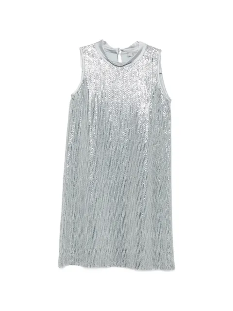 D.Exterior sequin-embellished sleeveless dress