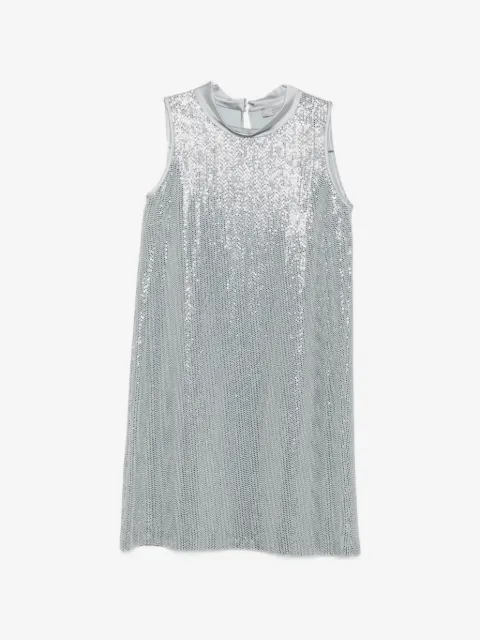 D.Exterior sequin-embellished sleeveless dress