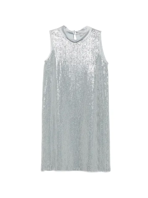 D.Exterior sequin-embellished sleeveless dress
