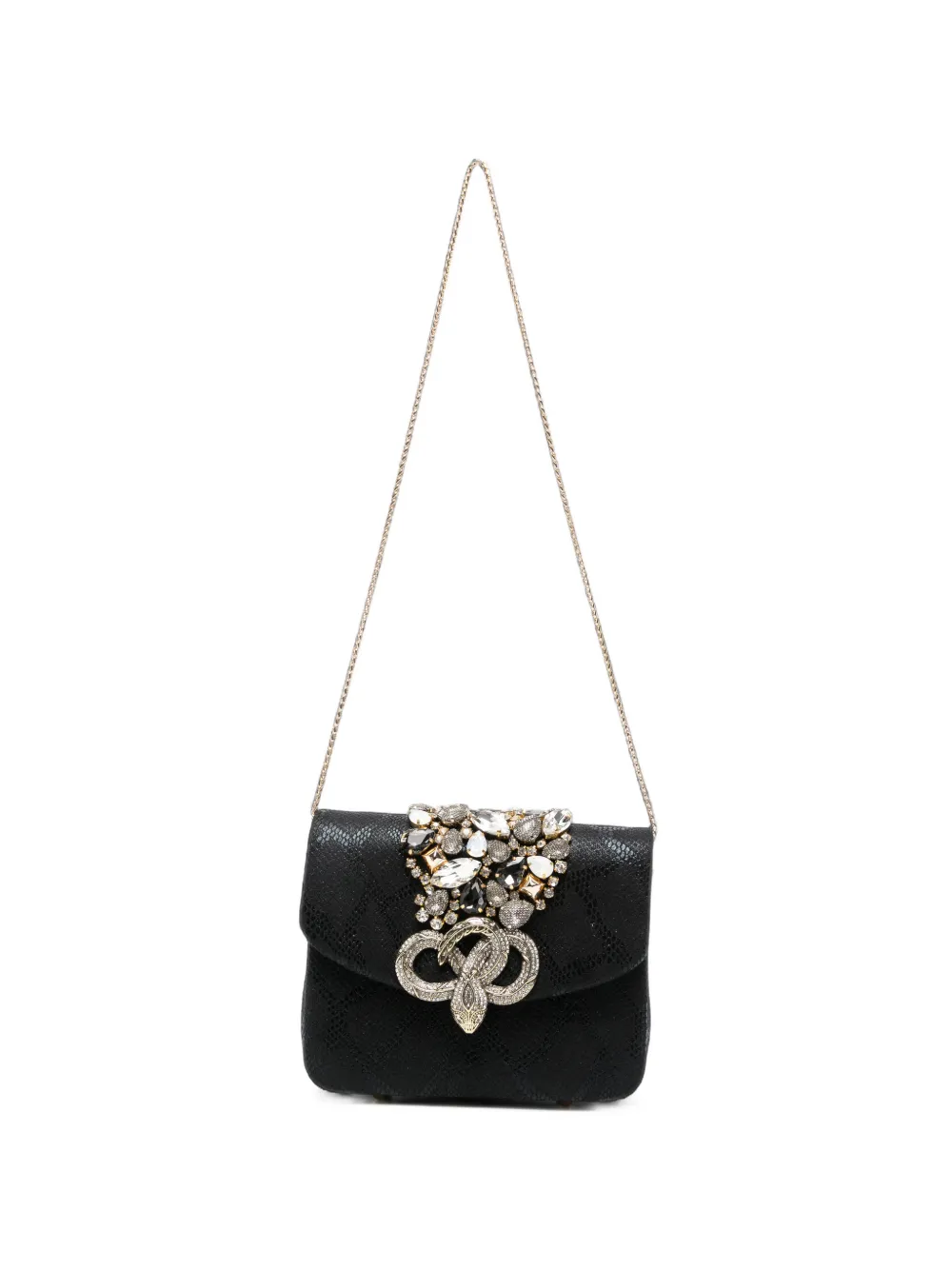 TWENTY FOURHAITCH mini crystal-embellished snakeskin-effect shoulder bag - Schwarz