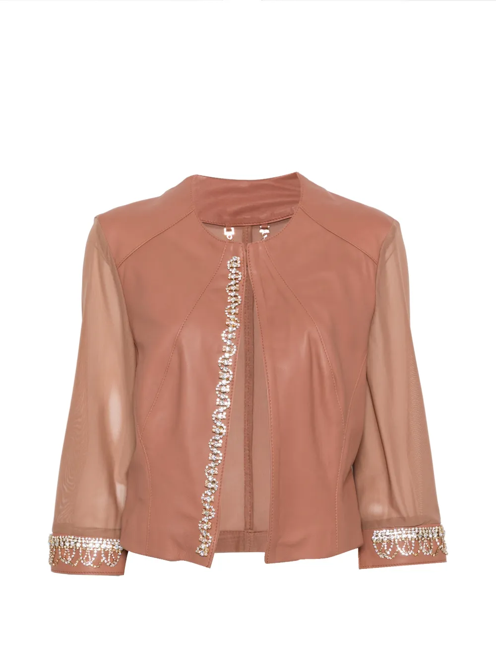 TIMOTEA crystal-embellished mesh-panels jacket - Toni neutri