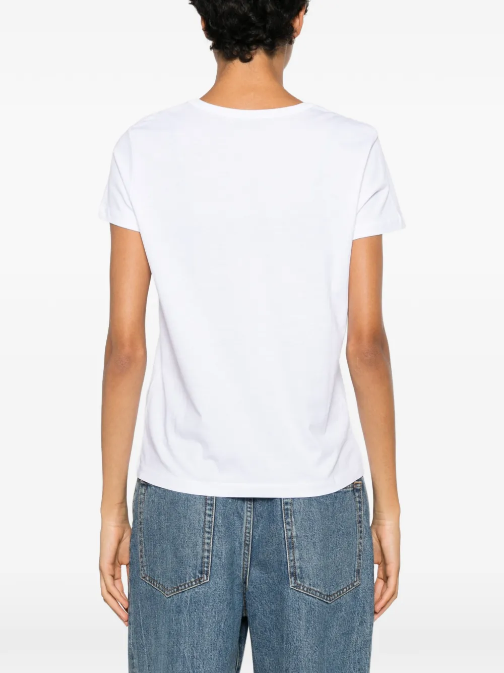 Blauer T-shirt met logoprint met ronde hals Wit