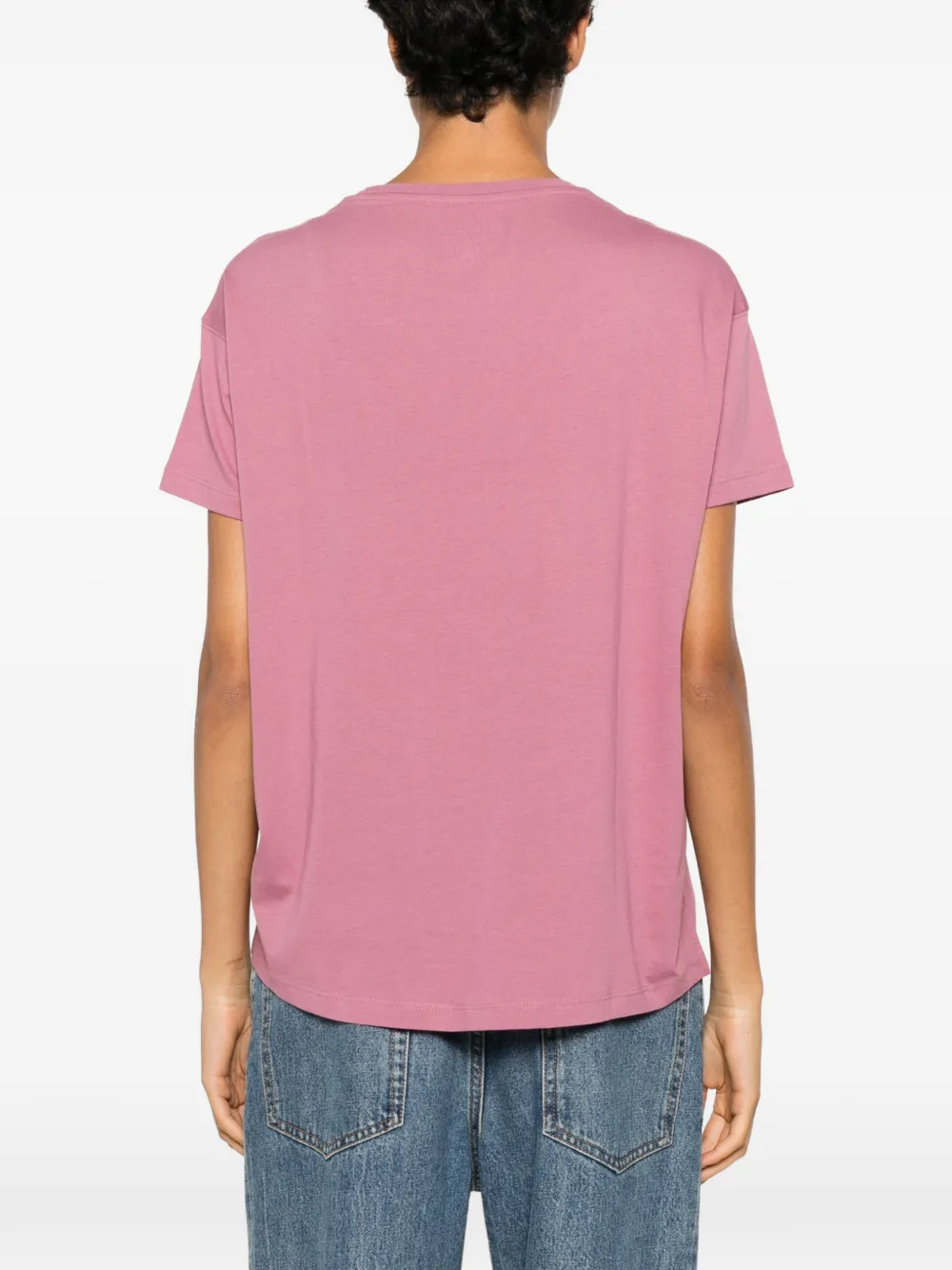 Blauer logoprint T-shirt met luipaardprint Roze