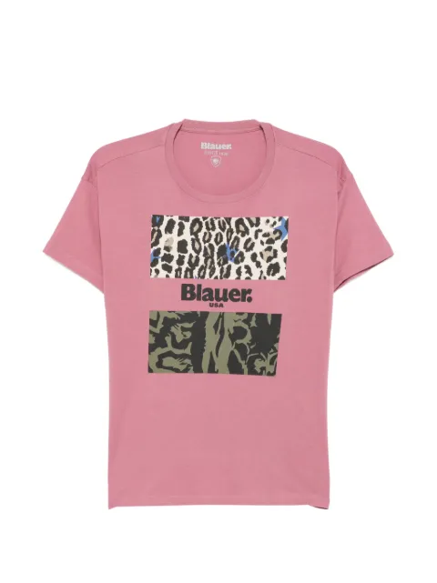 Blauer logo-print leopard-pattern T-shirt