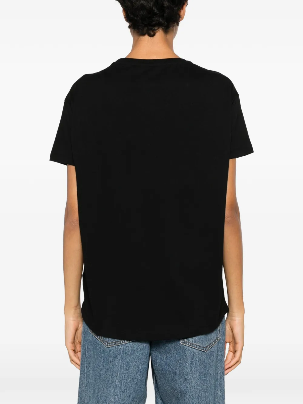 Blauer logoprint T-shirt met luipaardprint Zwart