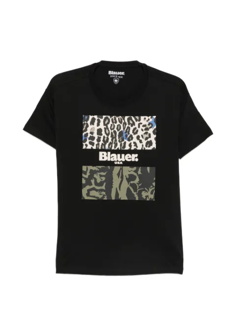 Blauer logo-print leopard-pattern T-shirt