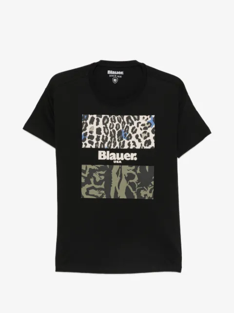 Blauer logo-print leopard-pattern T-shirt