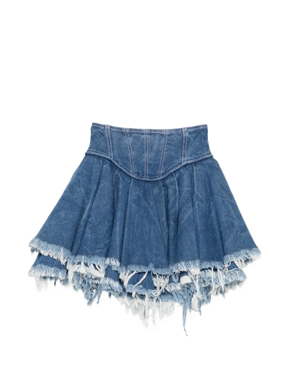 Versace Jeans Couture layered frayed-edge skirt - Blu