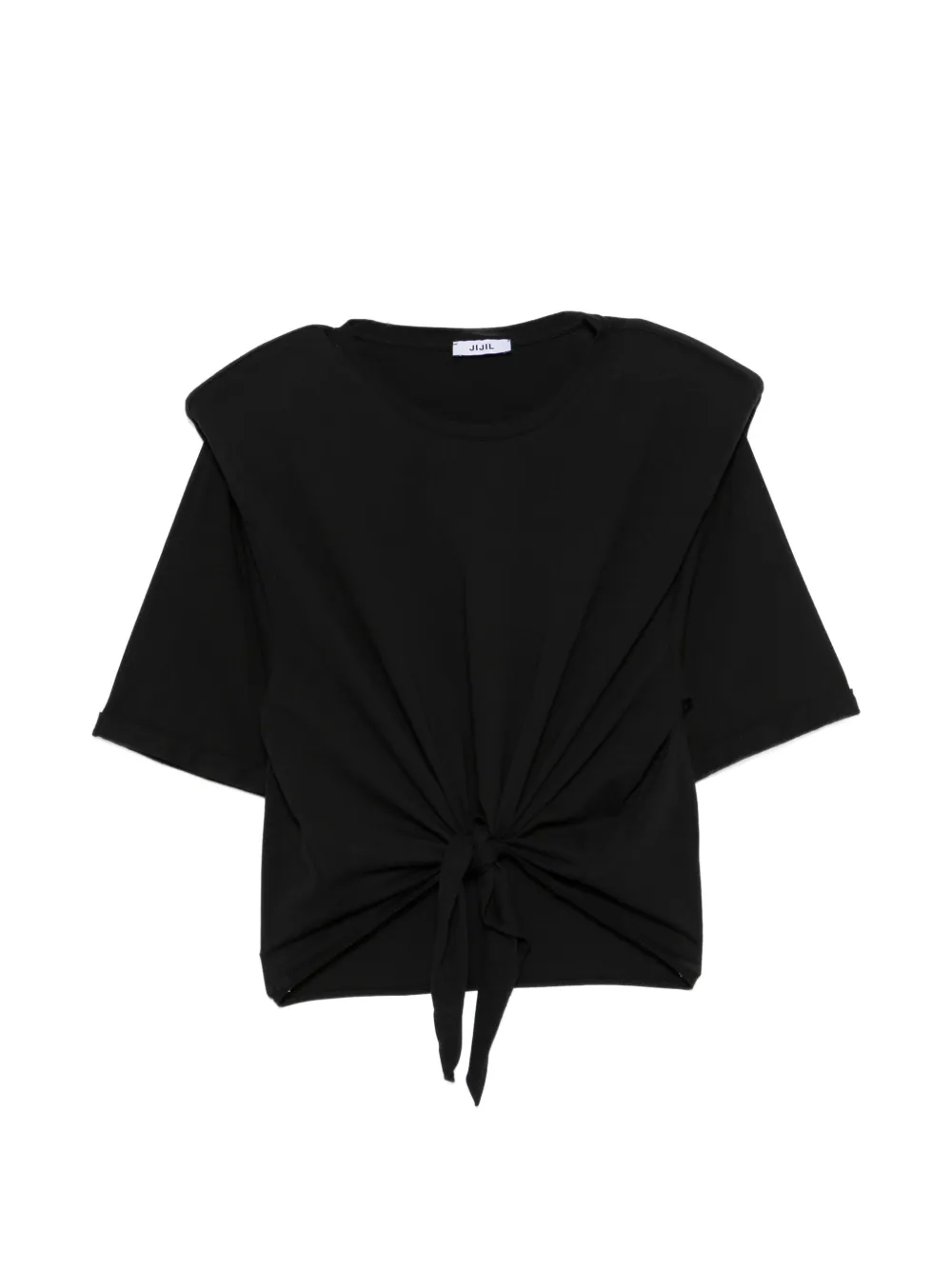 JIJIL JOLIE padded-shoulder tie-fastening T-shirt - Nude