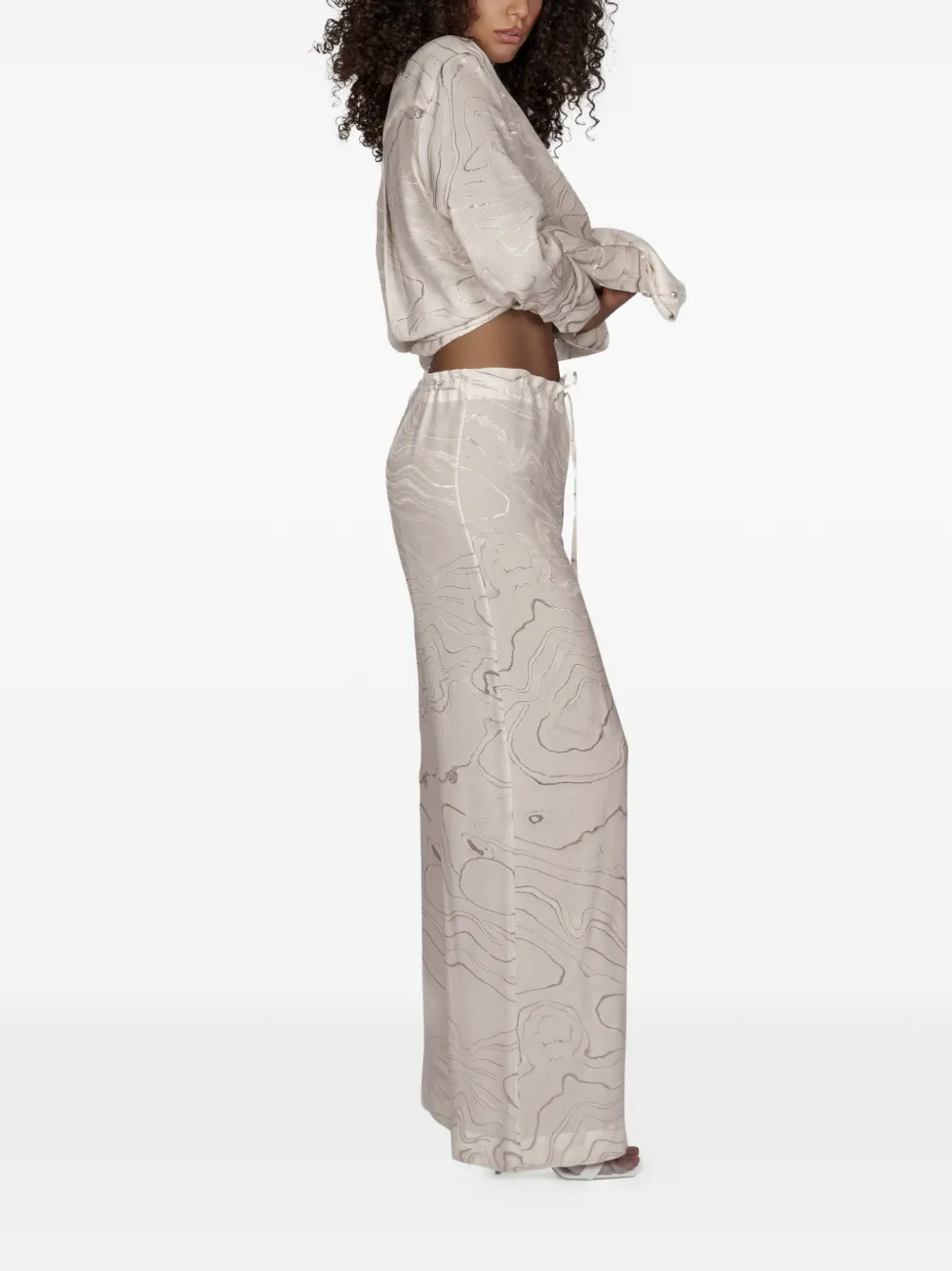  Mia Peculiar Pattern Palazzo Pants - Neutrals 