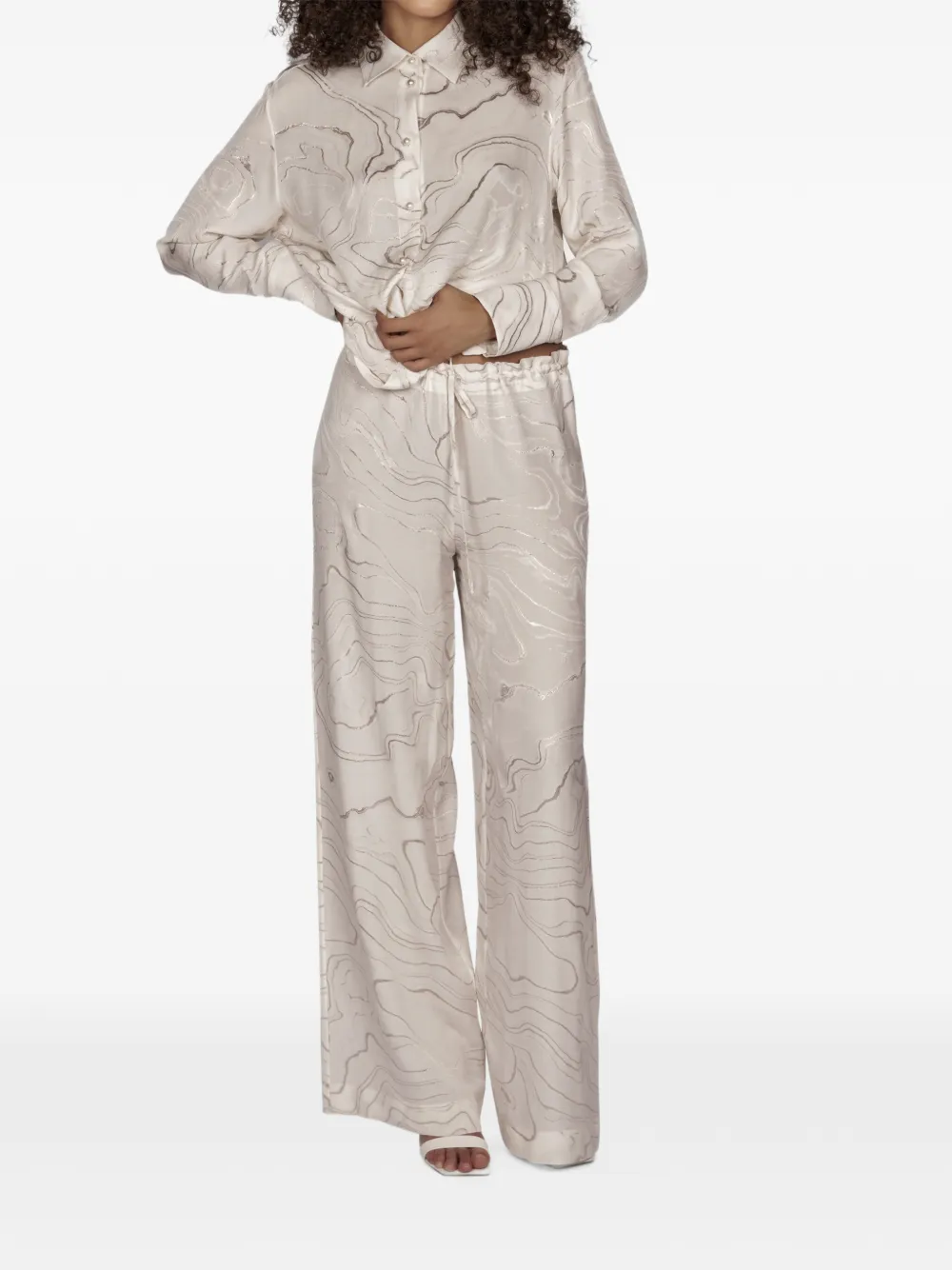  Mia Peculiar Pattern Palazzo Pants - Neutrals 