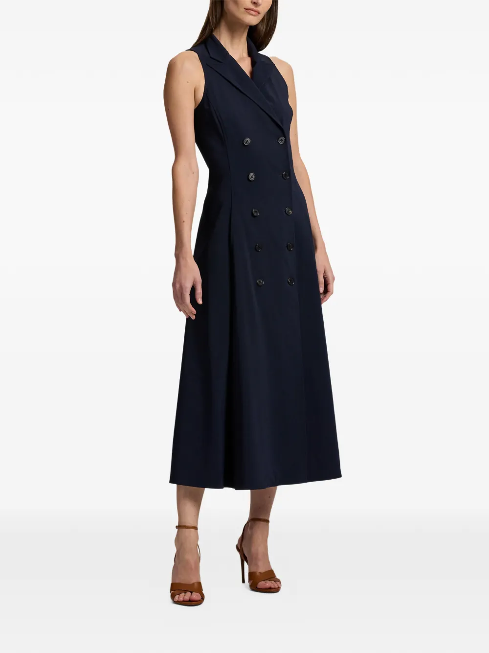 Ralph Lauren Collection Alecia midi-jurk met dubbele rij knopen Blauw