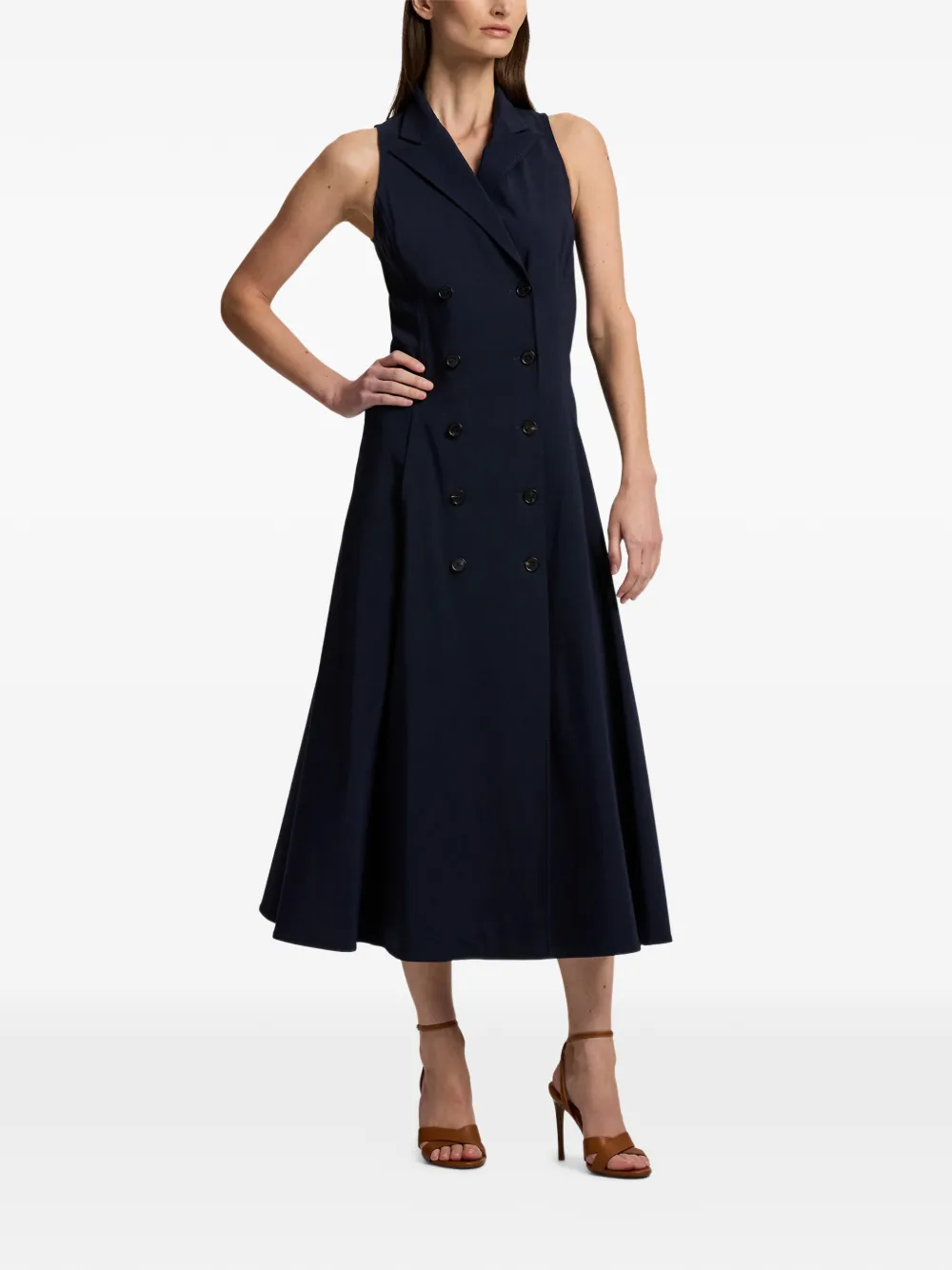  Ralph Lauren Collection Alecia Double-breasted Midi Dress - Blue 