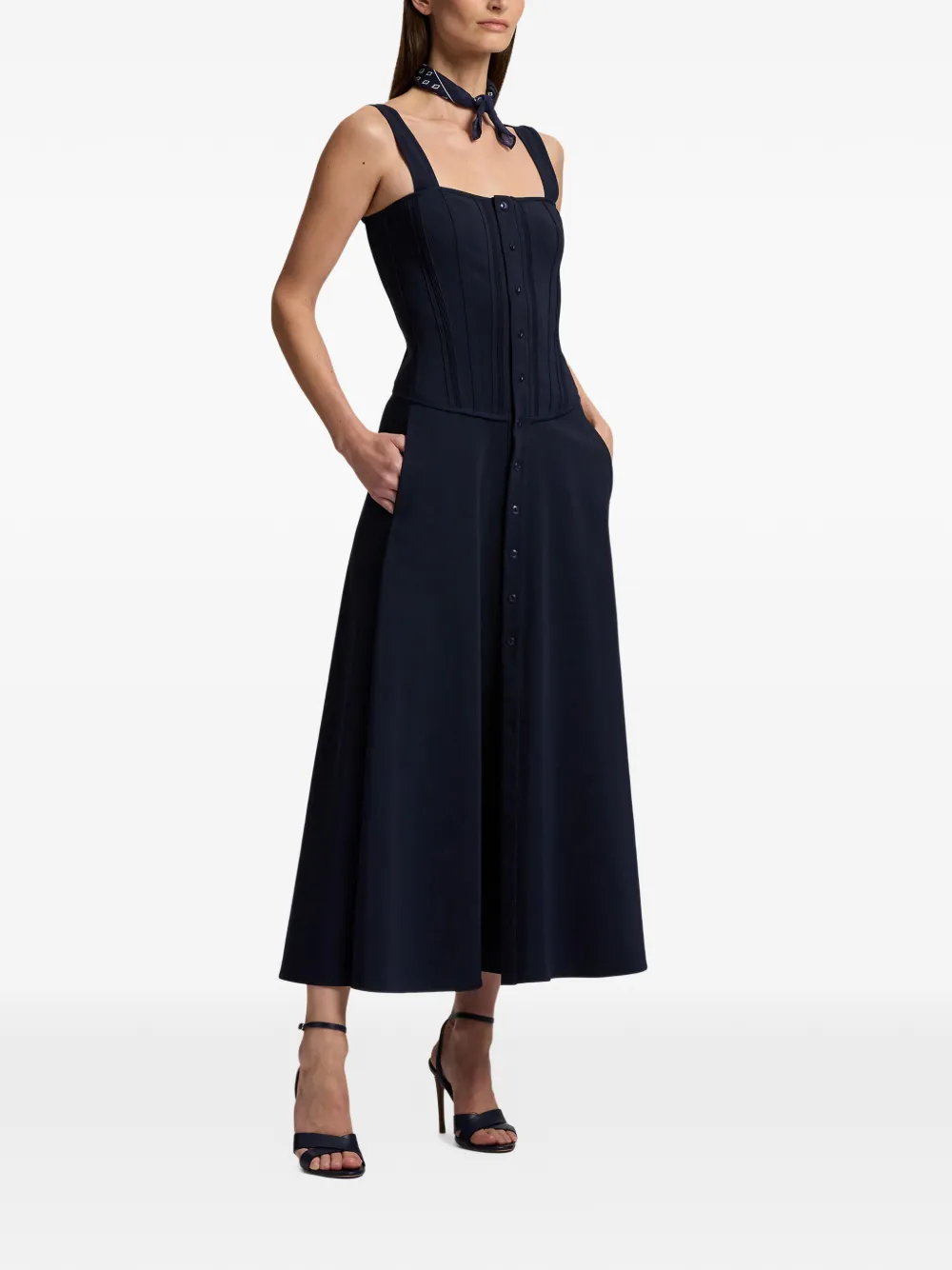 Ralph Lauren Collection Sophee A-lijn jurk met knoop Blauw