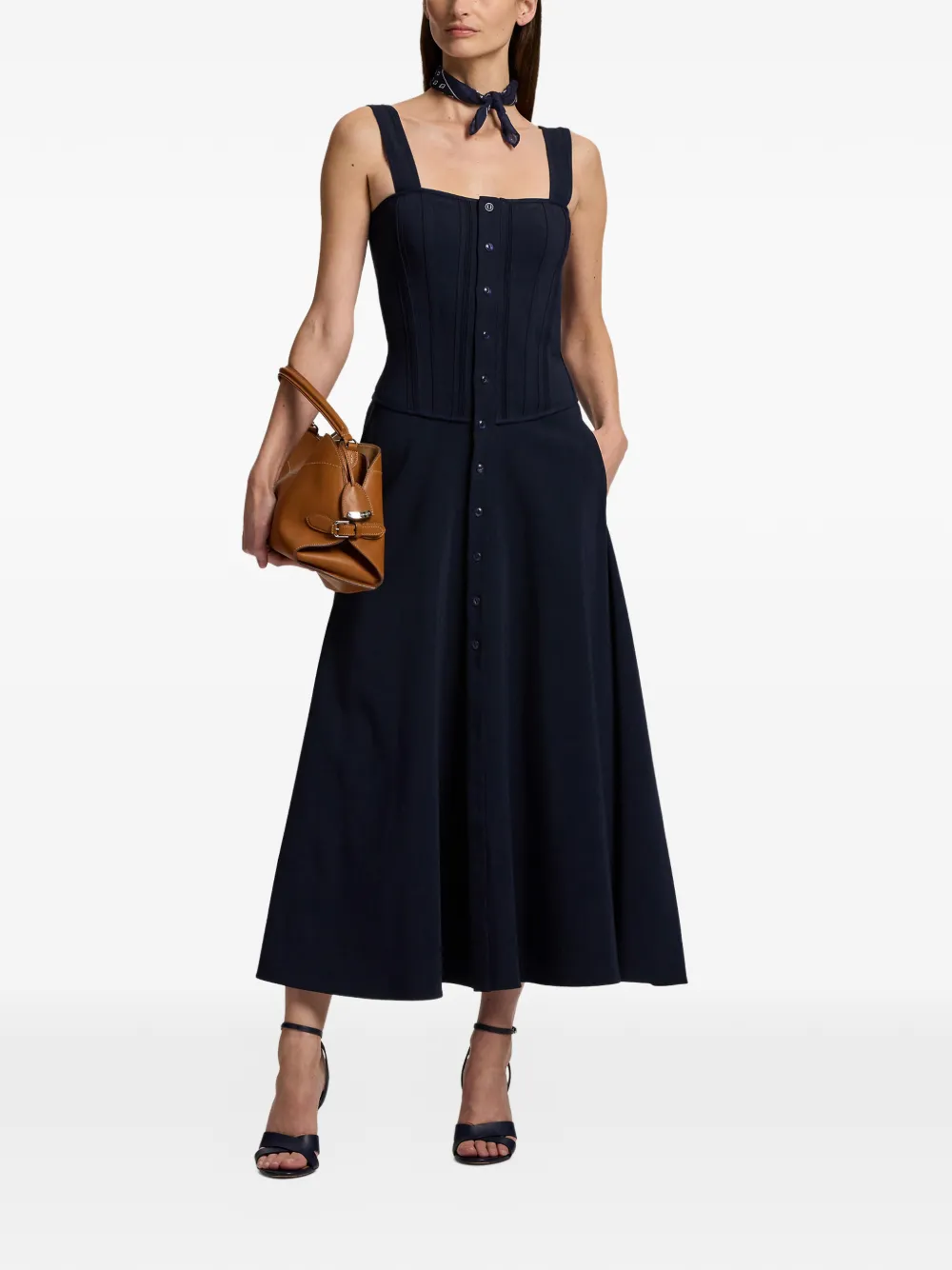  Ralph Lauren Collection Sophee Button A-line Dress - Blue 