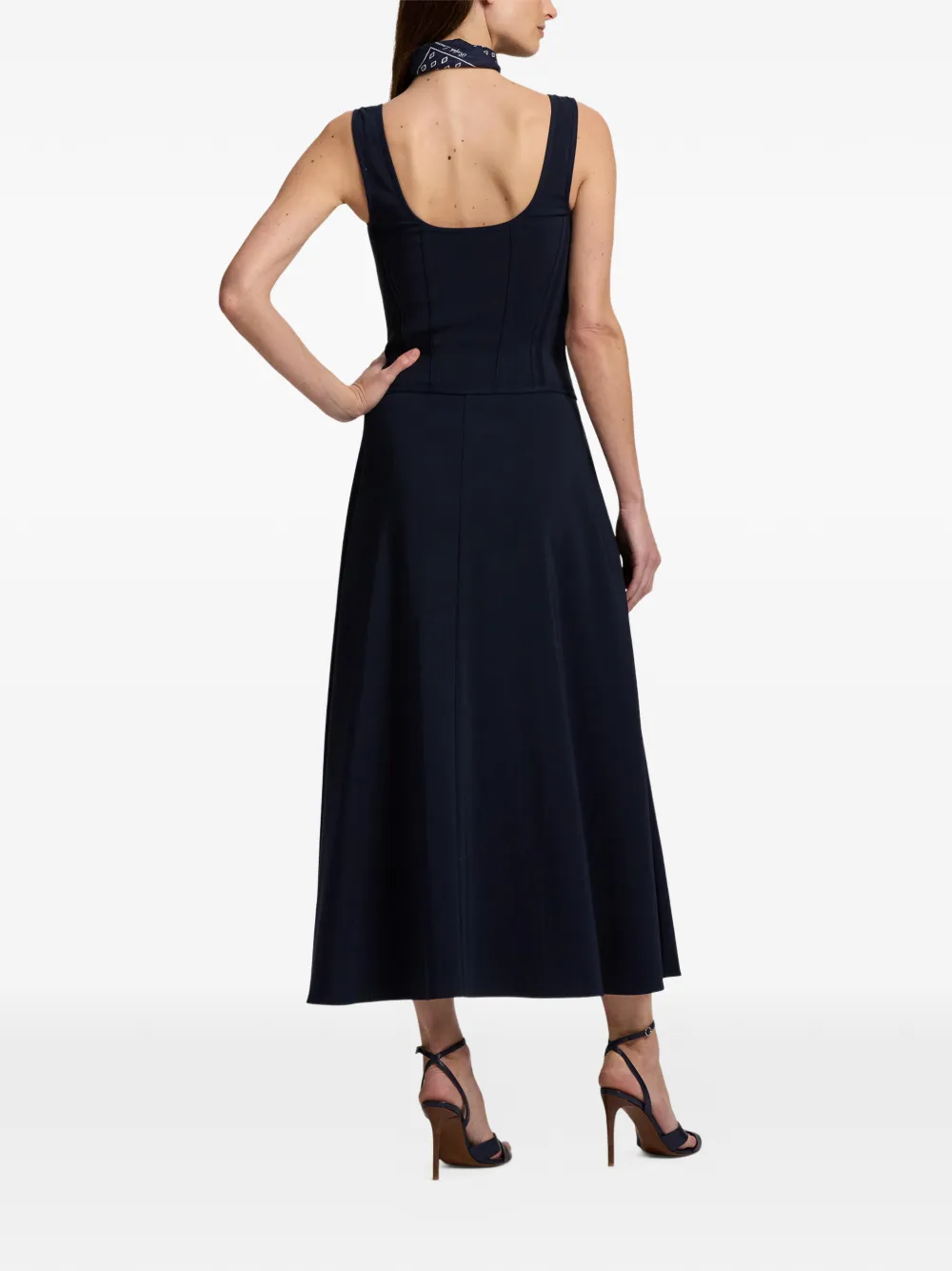 Ralph Lauren Collection Sophee A-lijn jurk met knoop Blauw