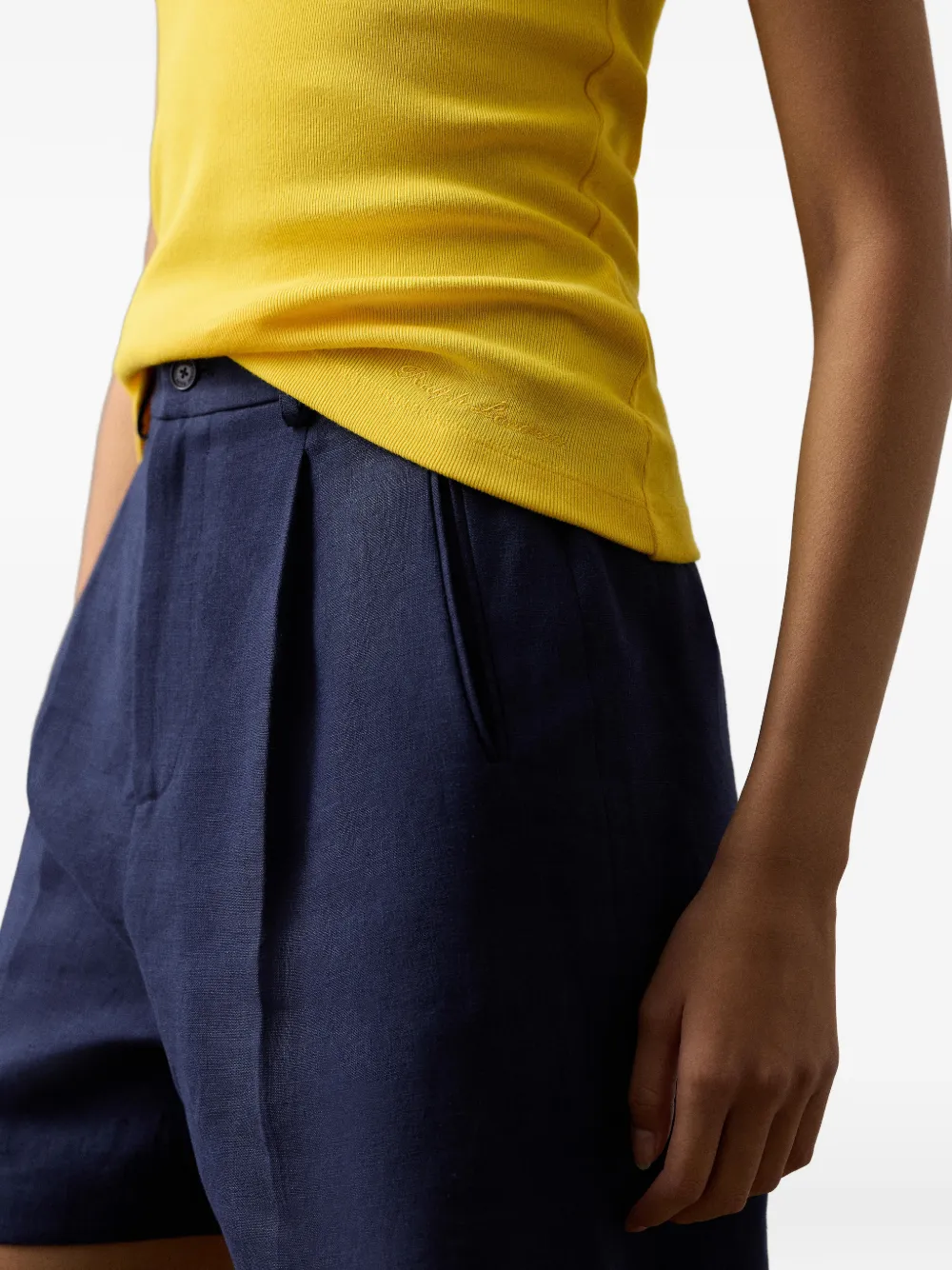Ralph Lauren Collection Ellis ribgebreide tanktop Geel