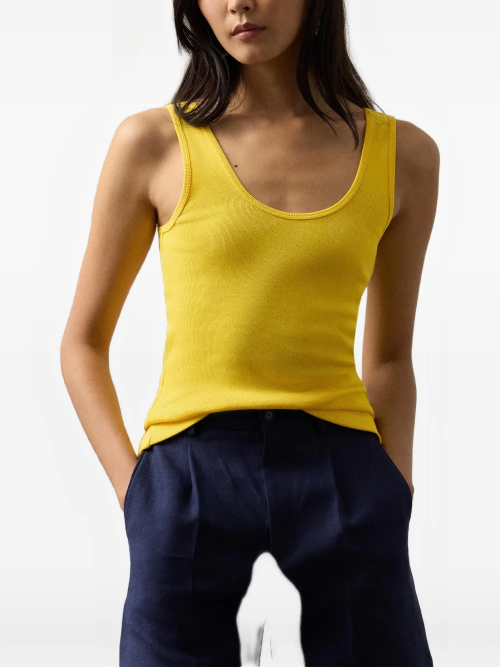 Ralph Lauren Collection Ellis ribgebreide tanktop Geel
