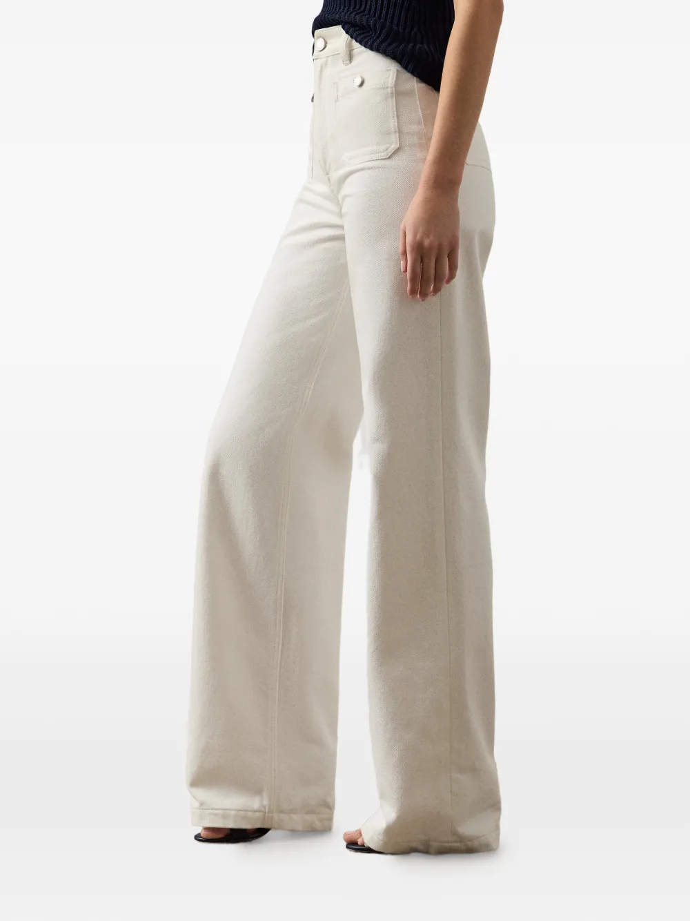 Ralph Lauren Collection Dylon jeans met wijde pijpen en opgestikte zak Beige