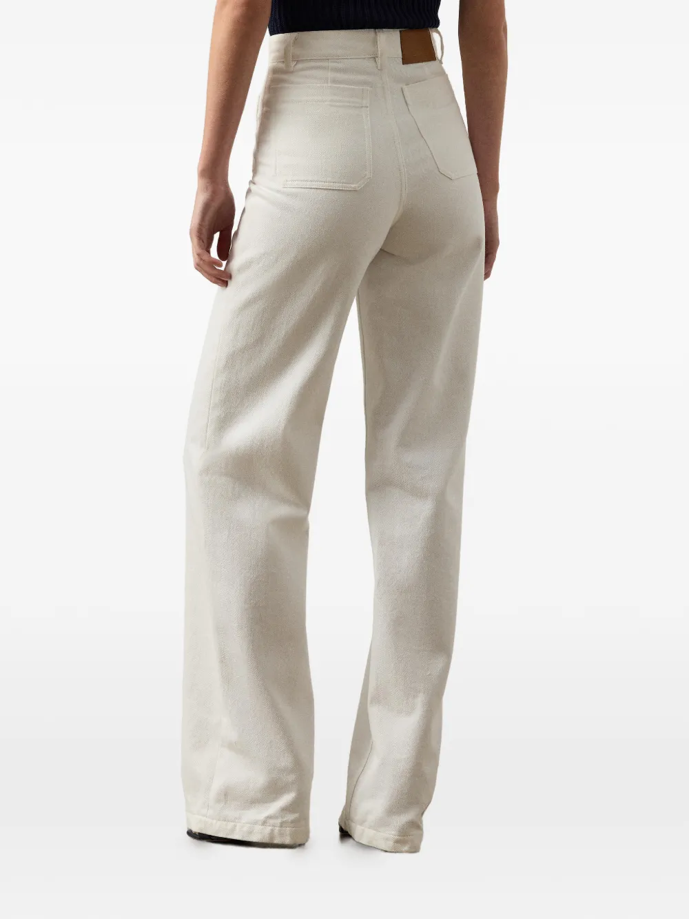 Ralph Lauren Collection Dylon jeans met wijde pijpen en opgestikte zak Beige