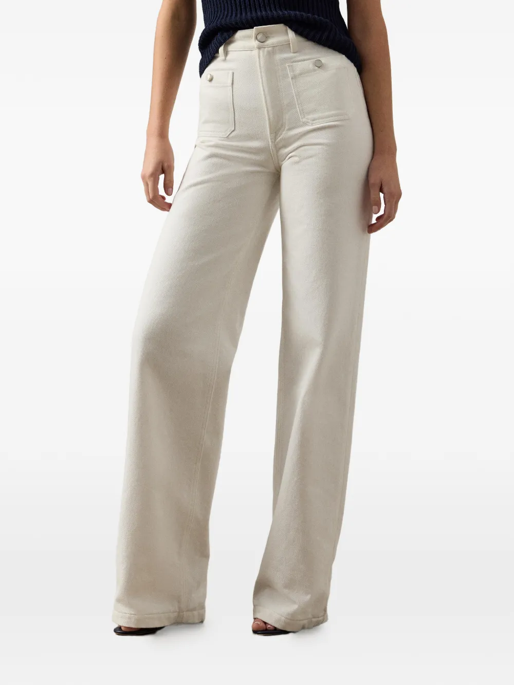 Ralph Lauren Collection Dylon jeans met wijde pijpen en opgestikte zak Beige
