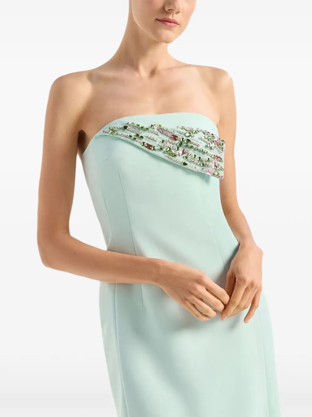 Genny Mini-jurk met geborduurde hals Groen