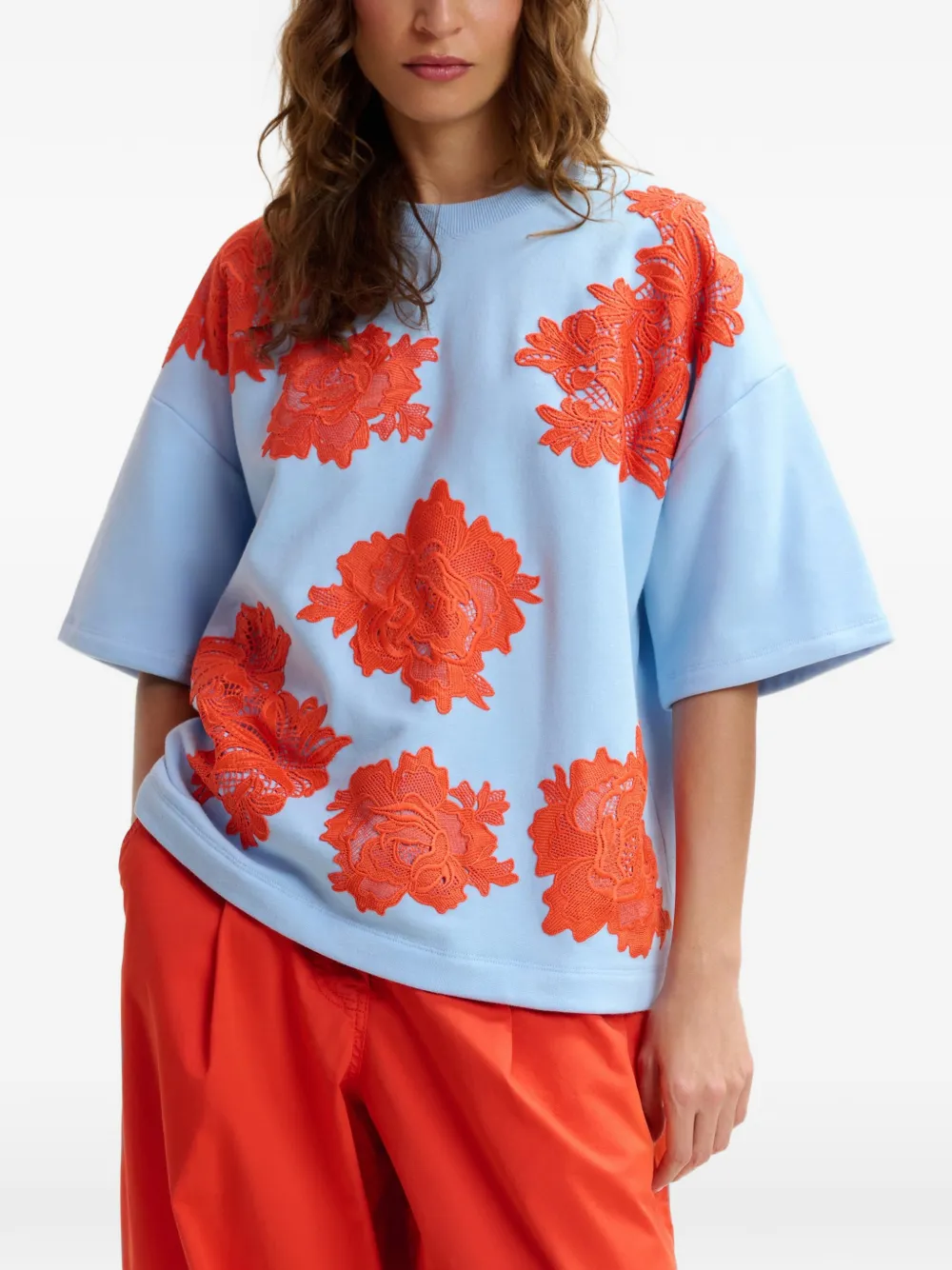  Essentiel Antwerp Floral-pattern T-shirt - Blue 