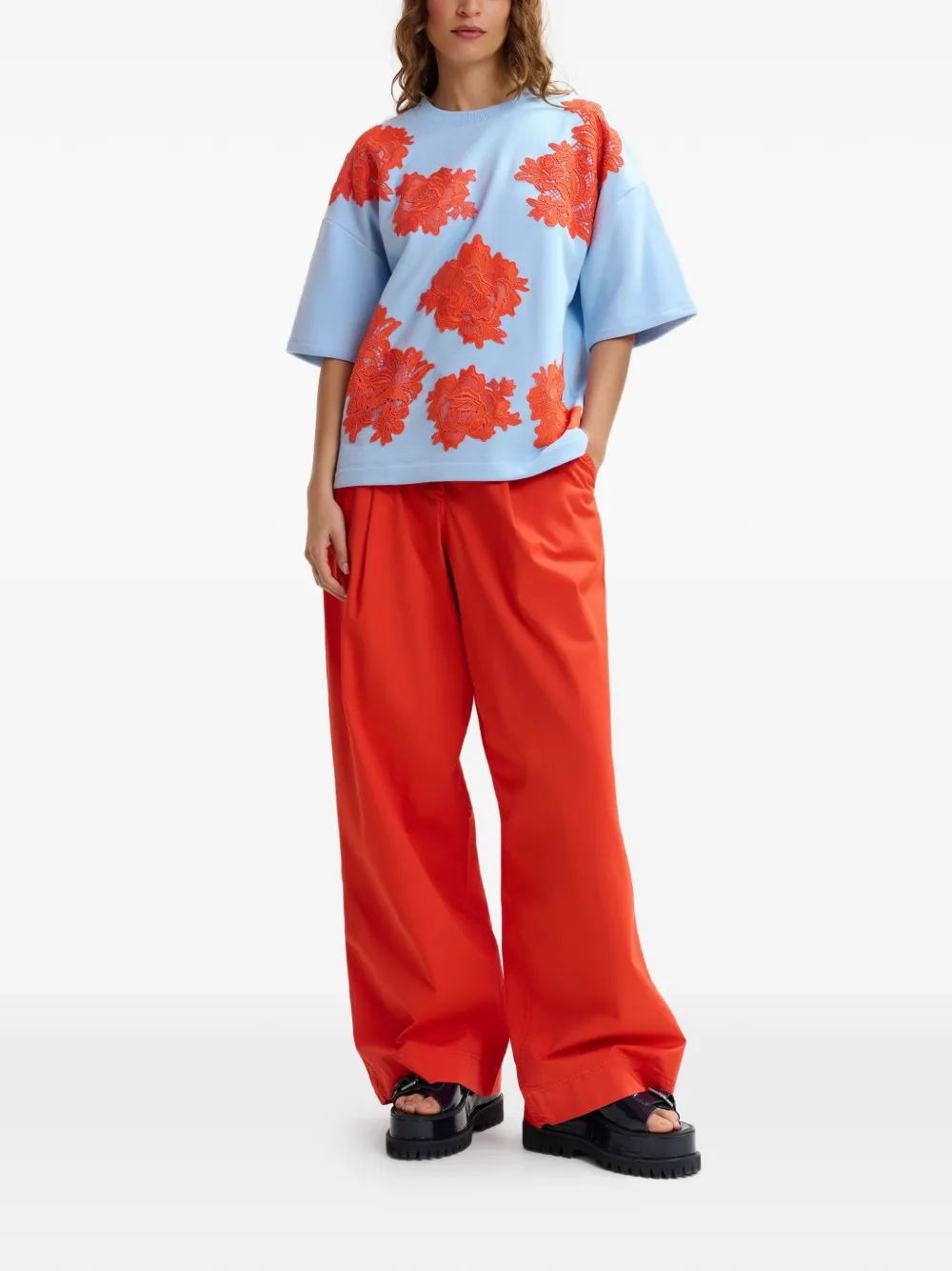  Essentiel Antwerp Floral-pattern T-shirt - Blue 