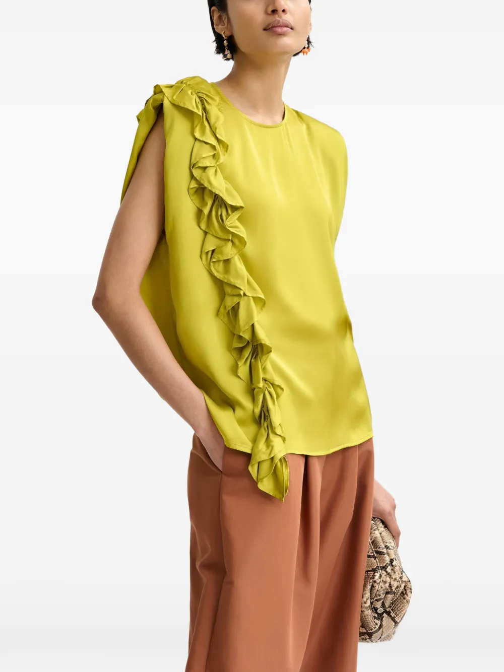  Essentiel Antwerp Ruffled-trim Sleeveless Blouse - Yellow 