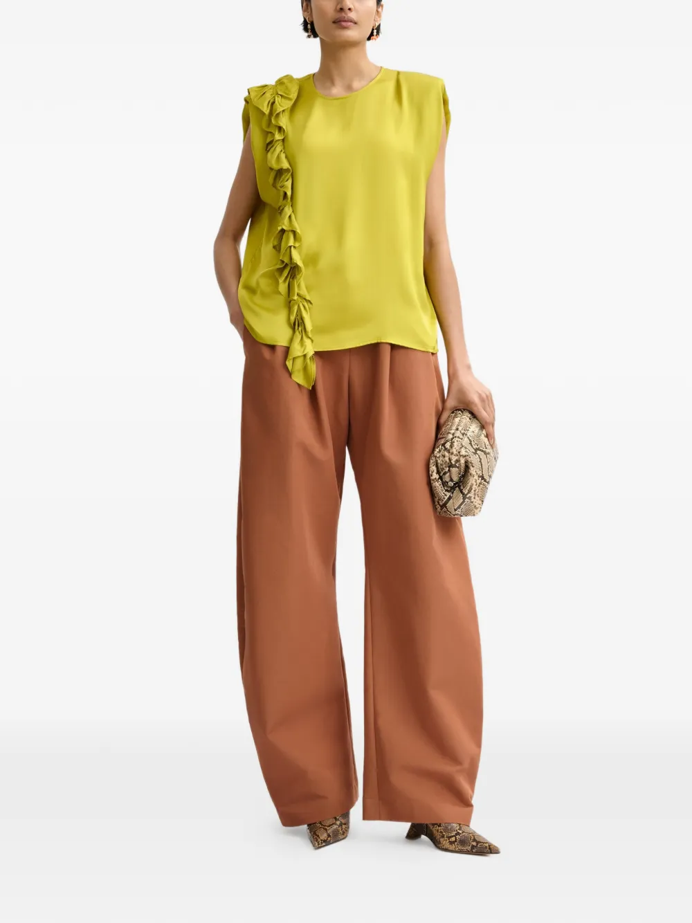  Essentiel Antwerp Ruffled-trim Sleeveless Blouse - Yellow 
