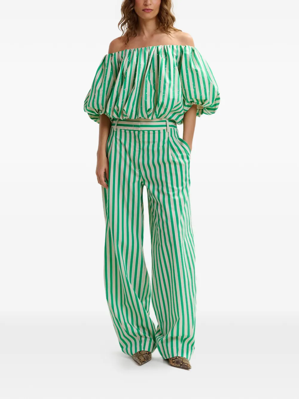  Essentiel Antwerp Jayjay Striped Top - Green 